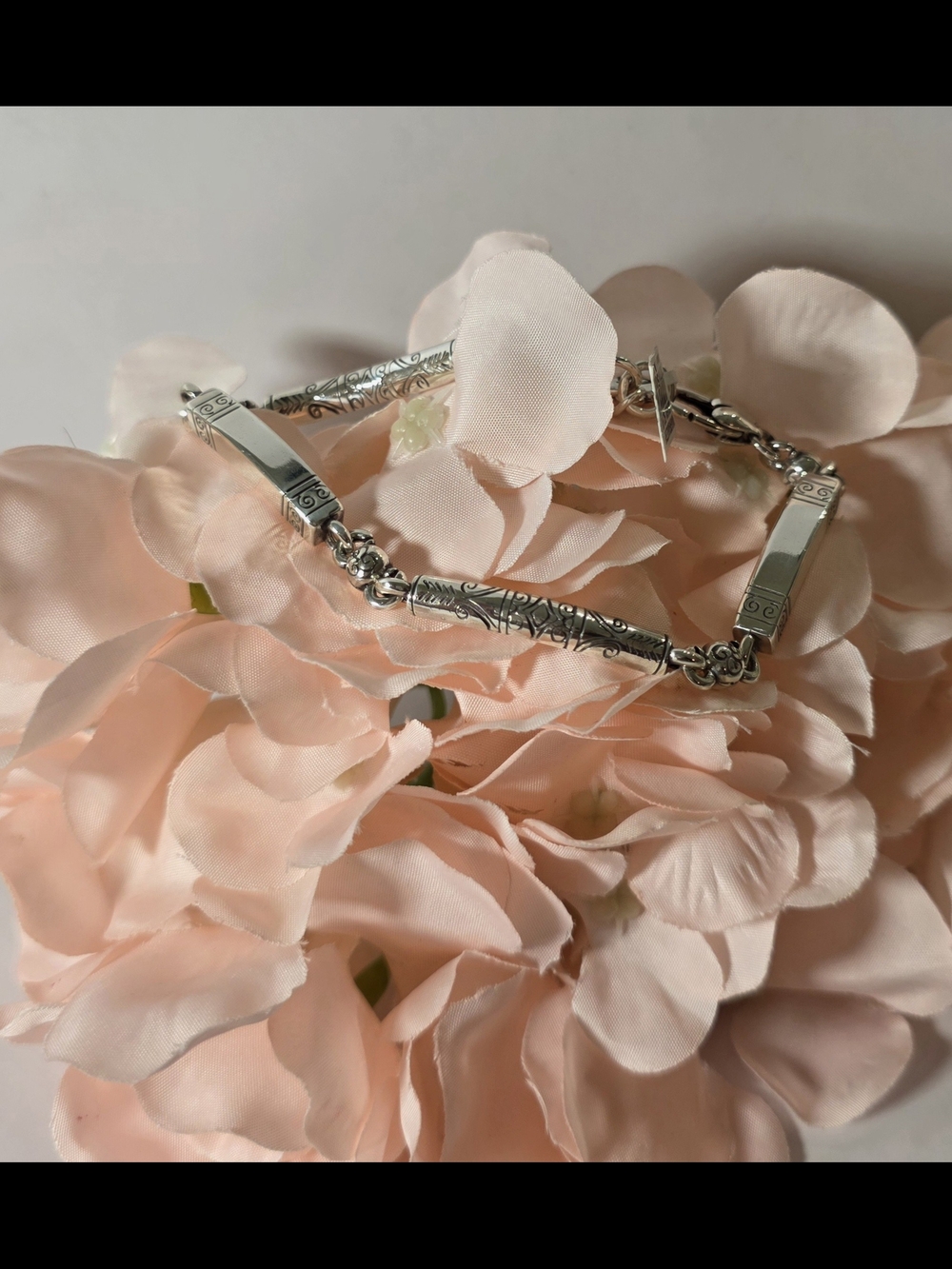 Brighton - Silver Decorative Link Bracelet with Soft Pink Accents